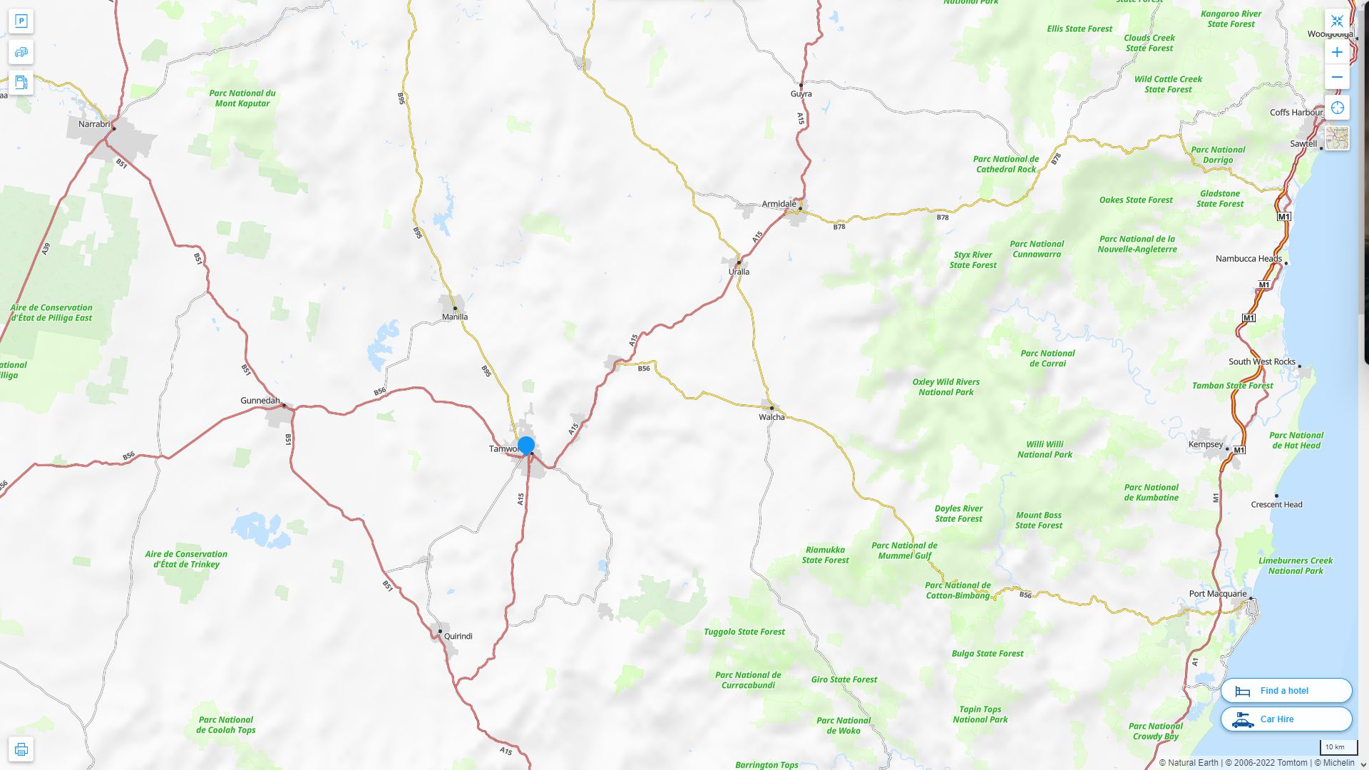 Tamworth Highway and Road Map